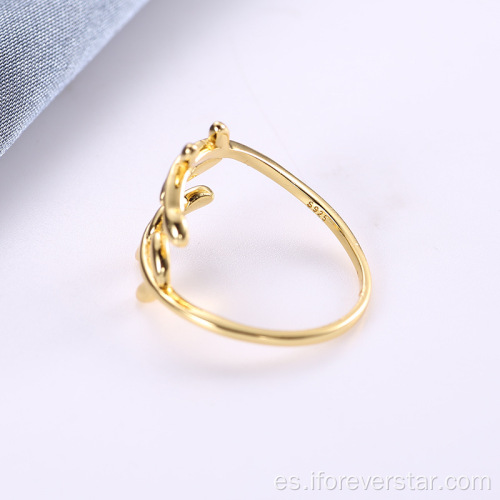 Anillo de bodas chapado en oro elegante 925 anillos